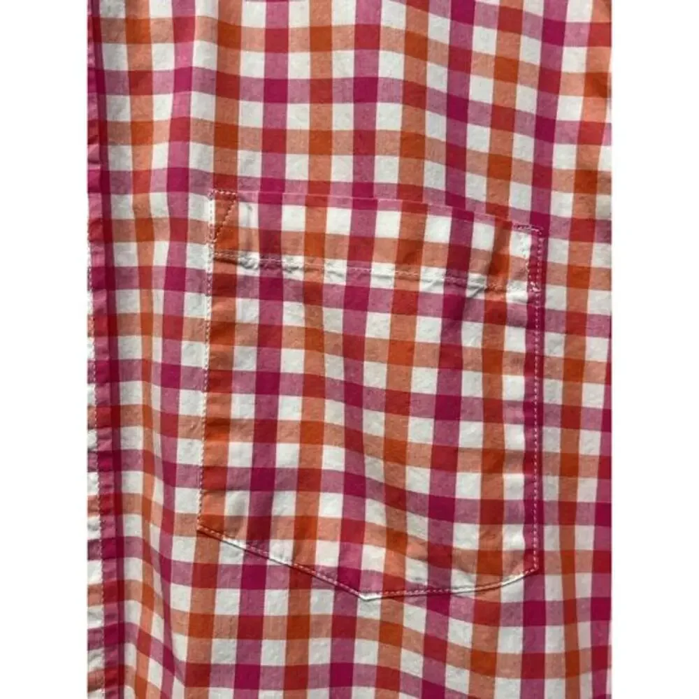 J Crew Tailored by J. Crew‎ Mens Small Cotton Pink Orange White Plaid LS Shirt